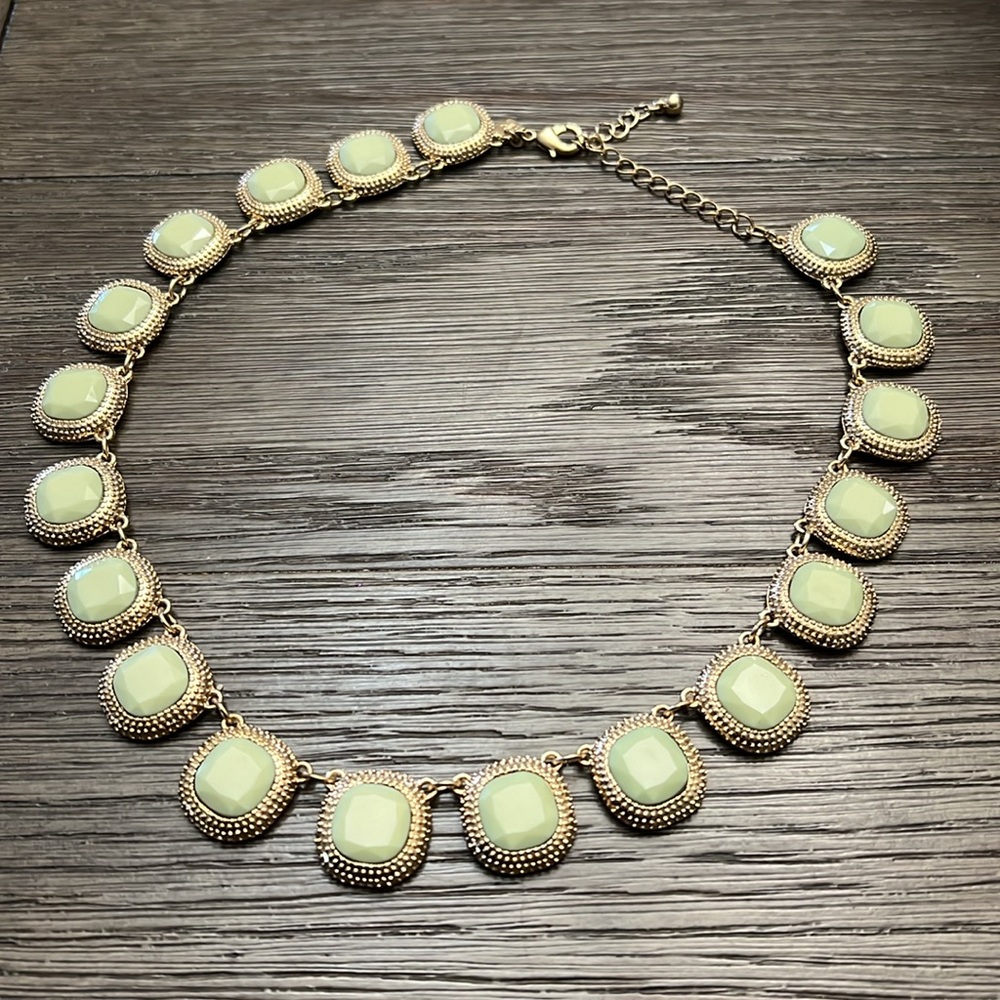 Banana Republic Chunky Gold Toned with Sage Square Necklace